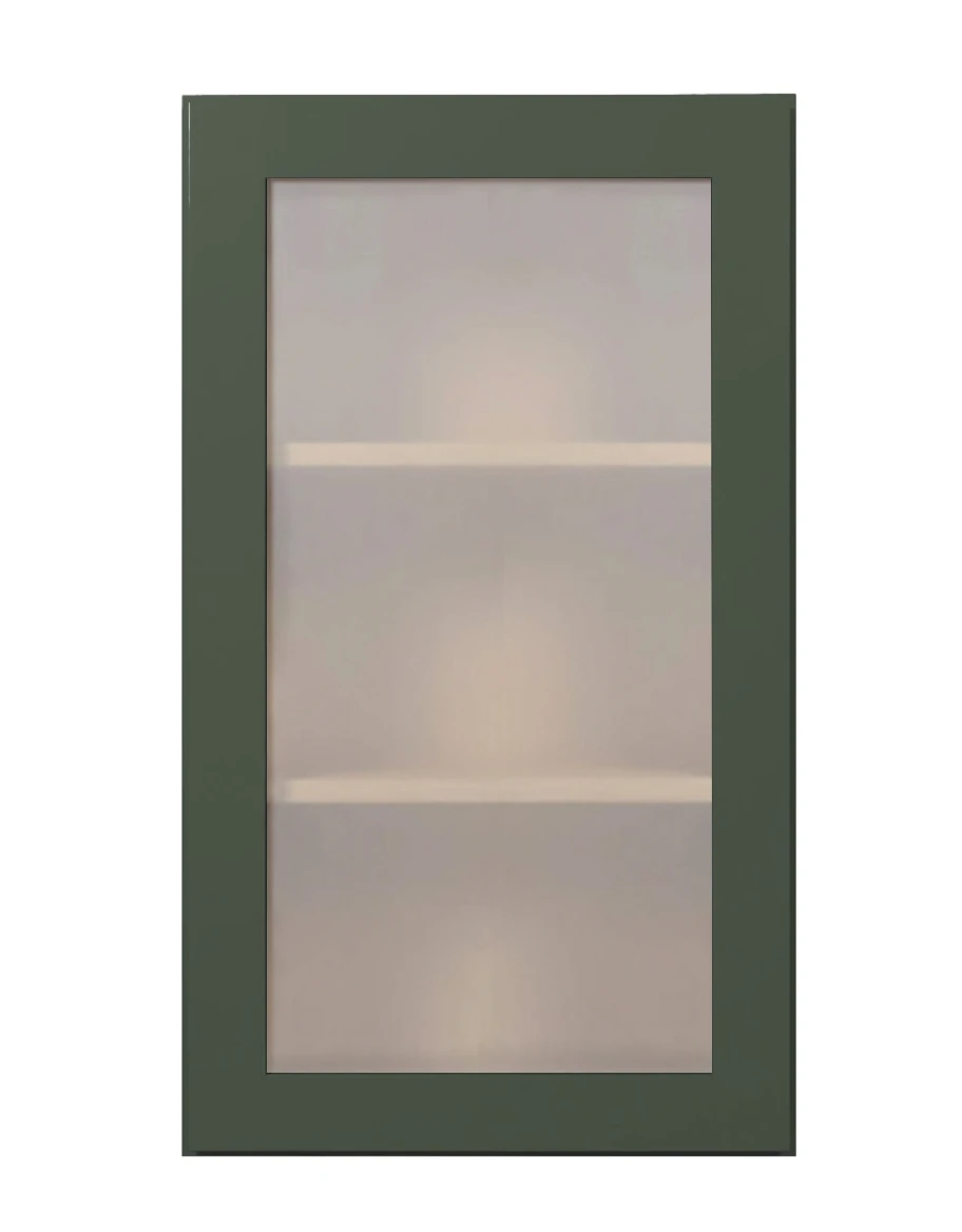Forest Green Shaker Wall Cabinets With Glass - 36" Tall