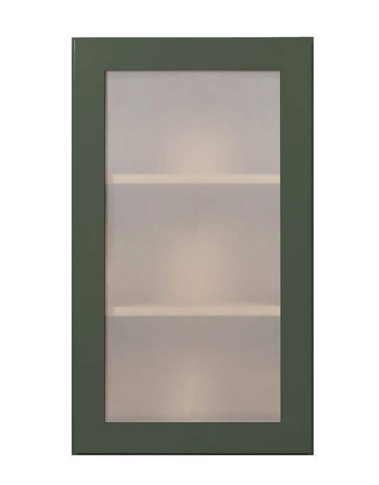 Forest Green Shaker Wall Cabinets With Glass - 42" Tall