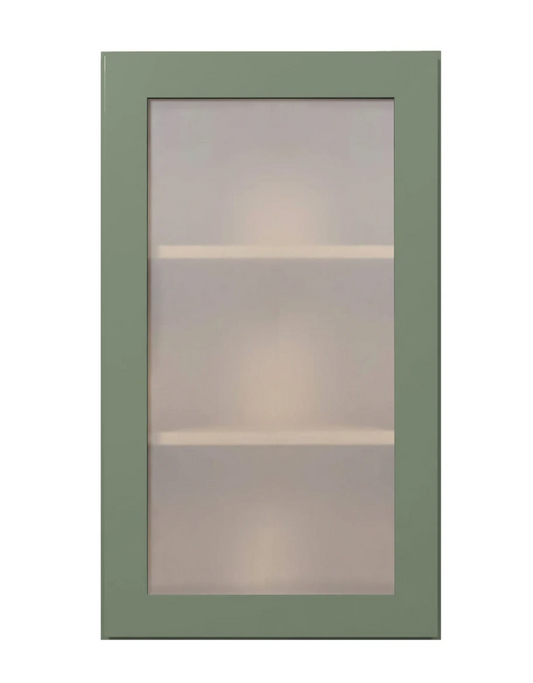 Sage Green Shaker Wall Cabinets With Glass - 42" Tall