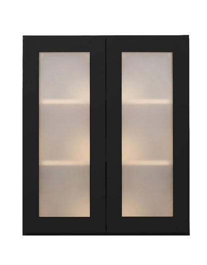 Iron Black Shaker Wall Cabinets With Glass - 42" Tall