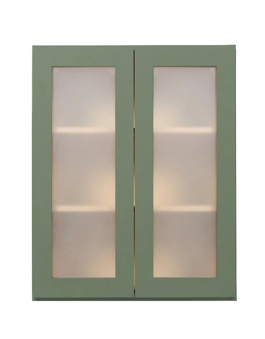 Sage Green Shaker Wall Cabinets With Glass - 42" Tall