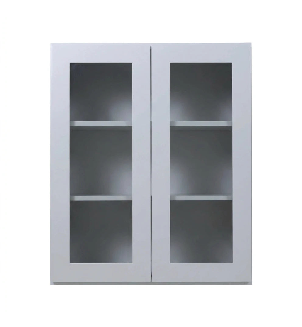 Gray Shaker Wall Cabinets With Glass - 30" Tall