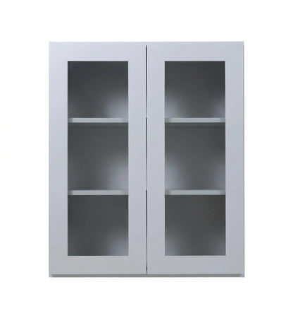 Gray Shaker Wall Cabinets With Glass - 30" Tall
