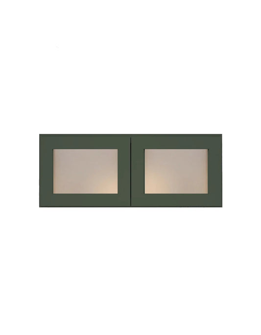 Forest Green Shaker Wall Cabinets With Glass Doors - 12" Tall