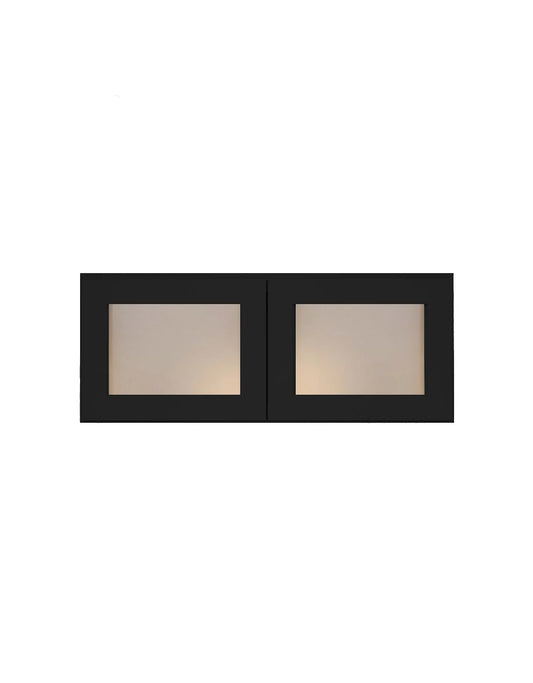 Iron Black Shaker Wall Cabinets With Glass Doors - 12" Tall