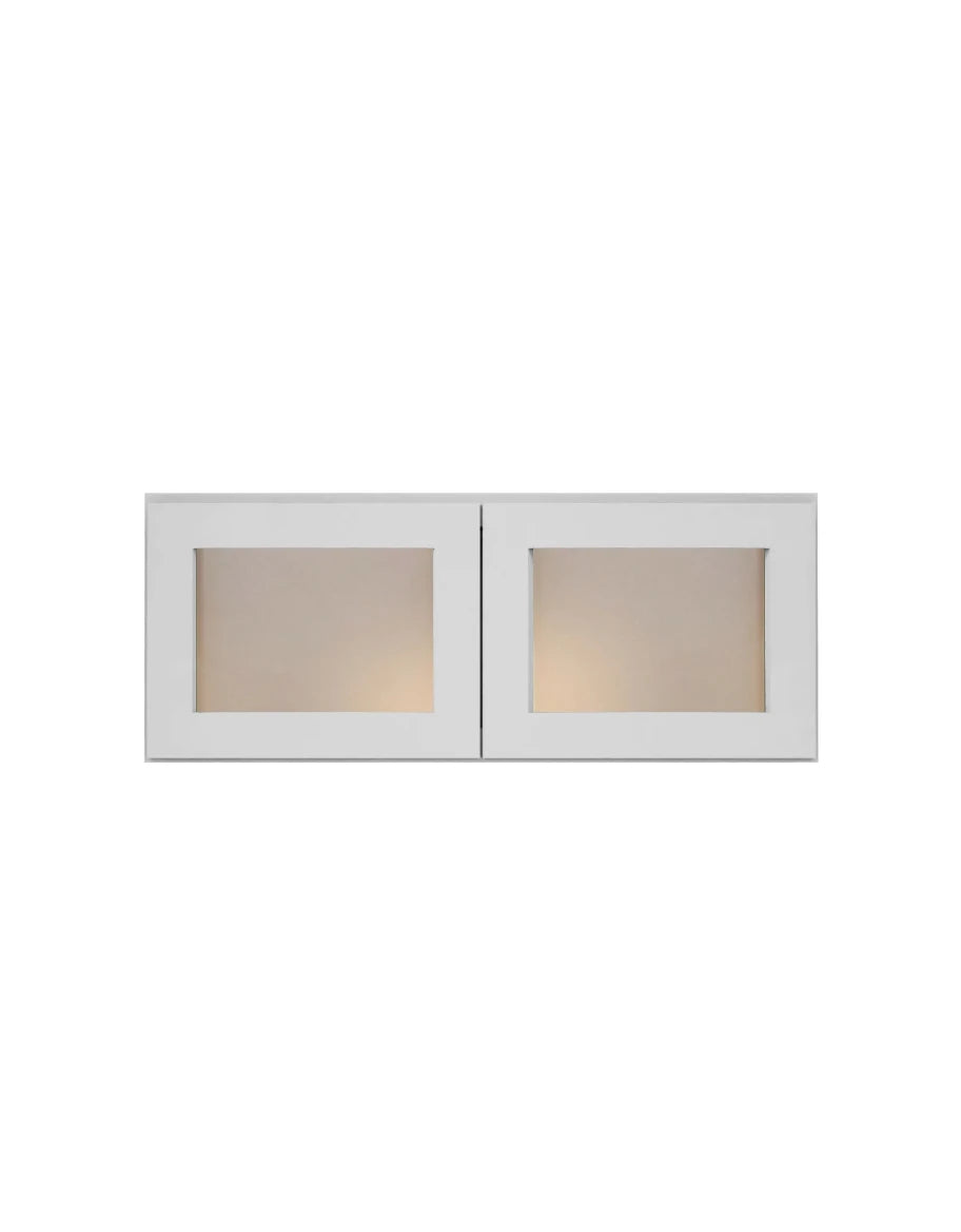Luna (Light) Gray Shaker Wall Cabinets With Glass Doors - 12" Tall