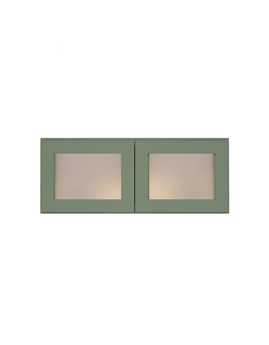 Sage Green Shaker Wall Cabinets With Glass Doors - 12" Tall