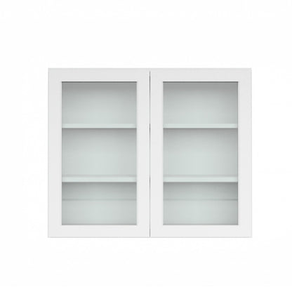 Clearance White Shaker Wall Cabinets With Glass - 30" Tall
