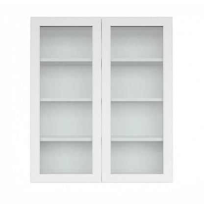 Clearance White Shaker Wall Cabinets With Glass - 42" Tall