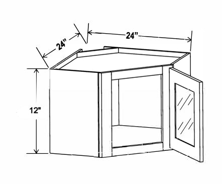Charleston White Raised Panel Wall Cabinets With Glass Doors - 12" Tall