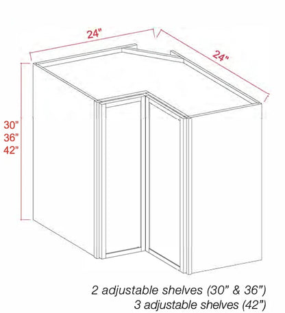 White Oak Slim Shaker Wall Pie Cut Corner Cabinet (Easy Reach)