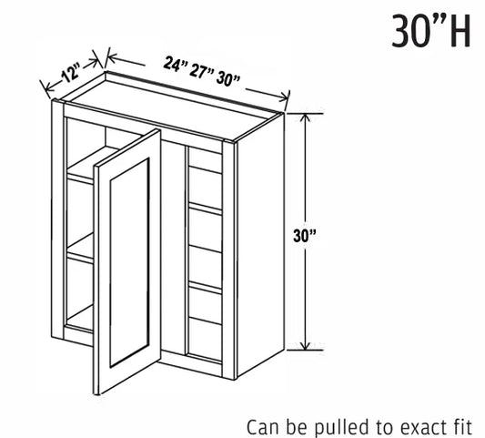 Espresso Shaker Wall Blind Corner Cabinet 30" Tall