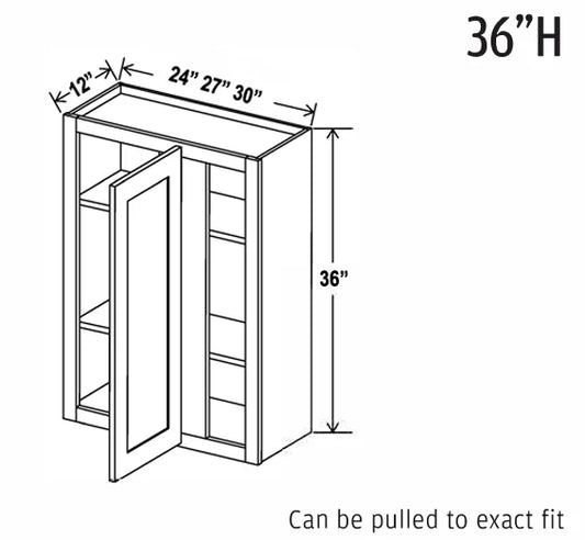 Espresso Shaker Wall Blind Corner Cabinet 36" Tall