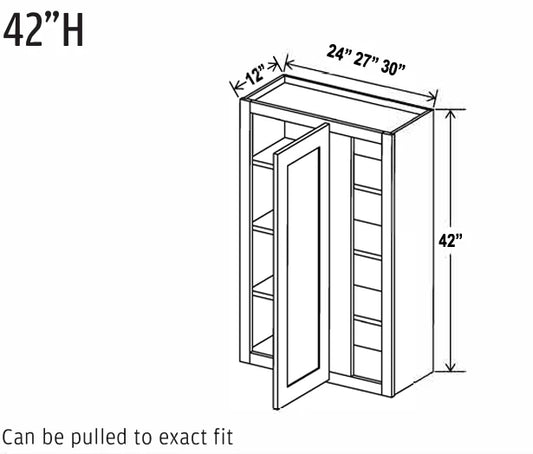 Espresso Shaker Wall Blind Corner Cabinet 42" Tall