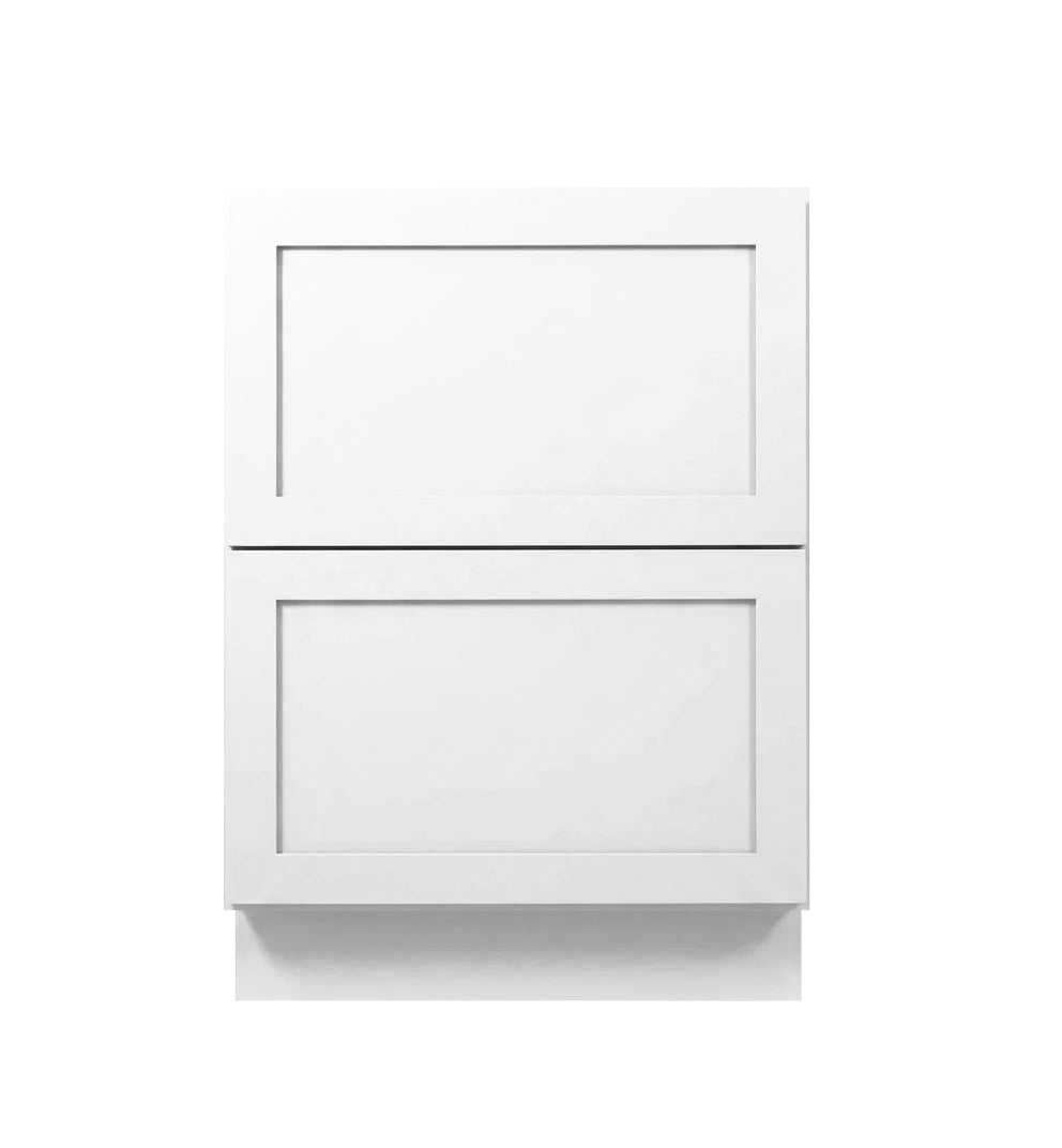 White Shaker Base Cabinets With 2 Deep Drawers