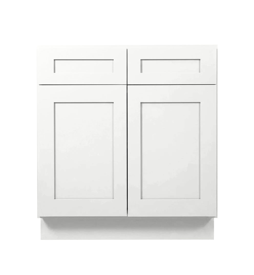 White Shaker Vanity Sink Base Cabinet 24" - 36"
