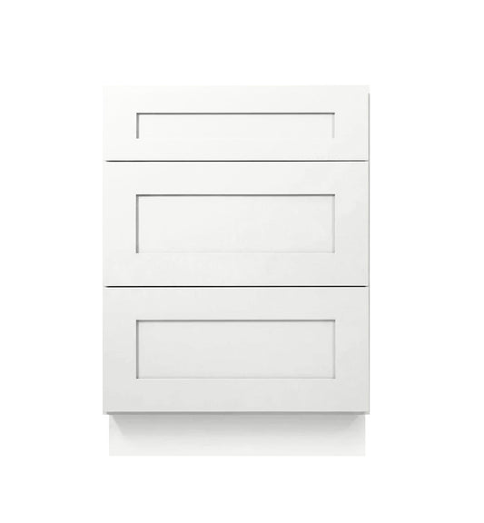 White Shaker Base Cabinets With 3 Drawers