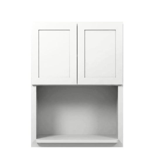 White Shaker Microwave Wall Open Shelf Cabinet