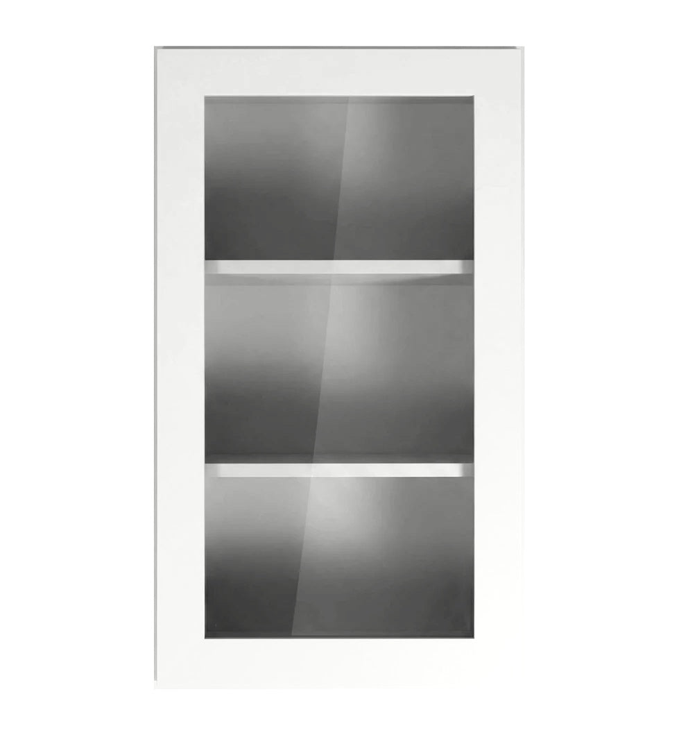 White Shaker Wall Cabinets With Glass - 36" Tall