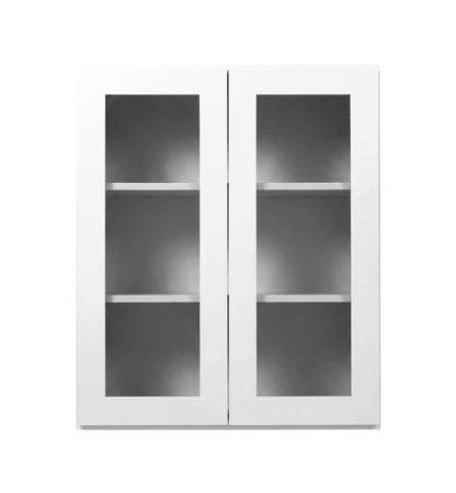 White Shaker Wall Cabinets With Glass - 36" Tall