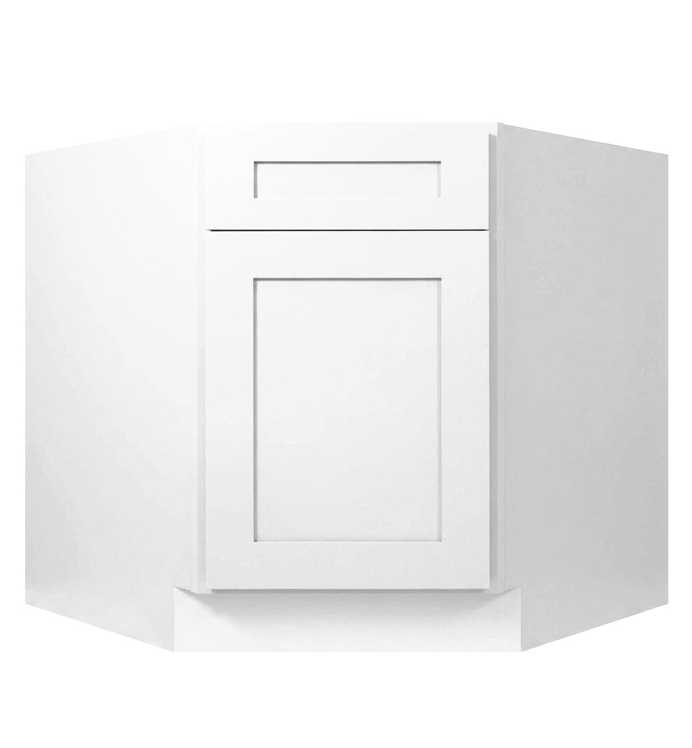 White Shaker Corner Sink Base Cabinet 36"