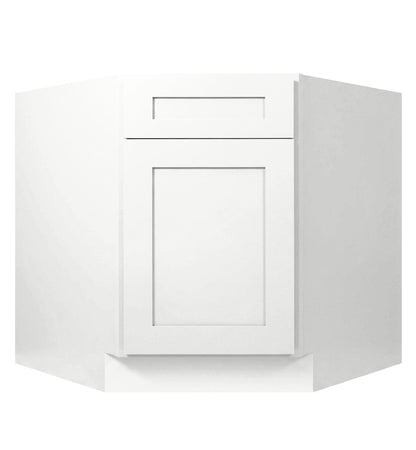 White Shaker Corner Sink Base Cabinet 36"