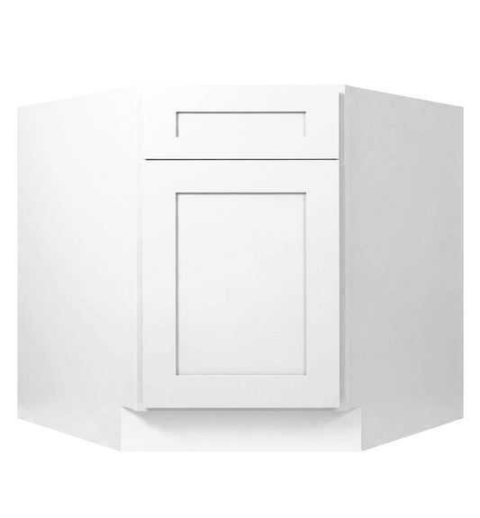 White Shaker Corner Sink Base Cabinet 36"