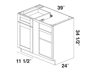 White Double Shaker Base Blind Corner Cabinet 39/42