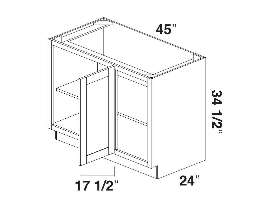 White Slim Shaker Base Blind Corner Cabinet Full Height 45/48