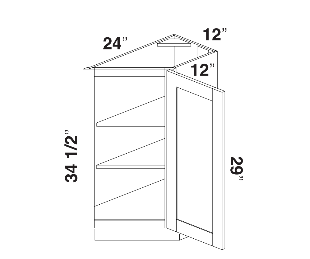 Gray Shaker Base End Cabinet 12"