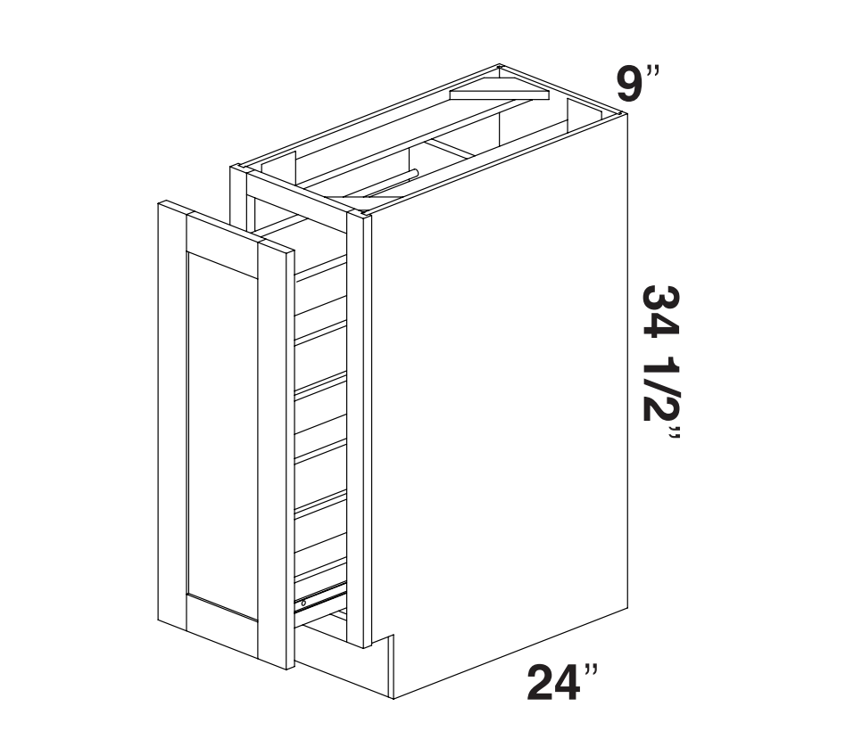 White Slim Shaker Base Spice Rack Pullout 09"