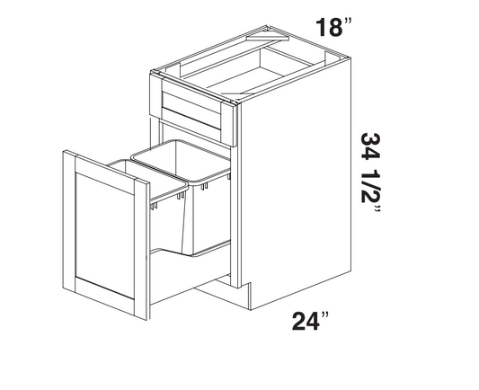White Oak Slim Shaker Base Wastebasket Cabinet 18"