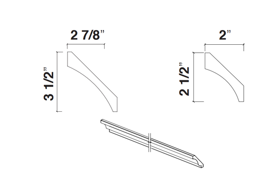 White Rift Oak Crown Molding - Curved