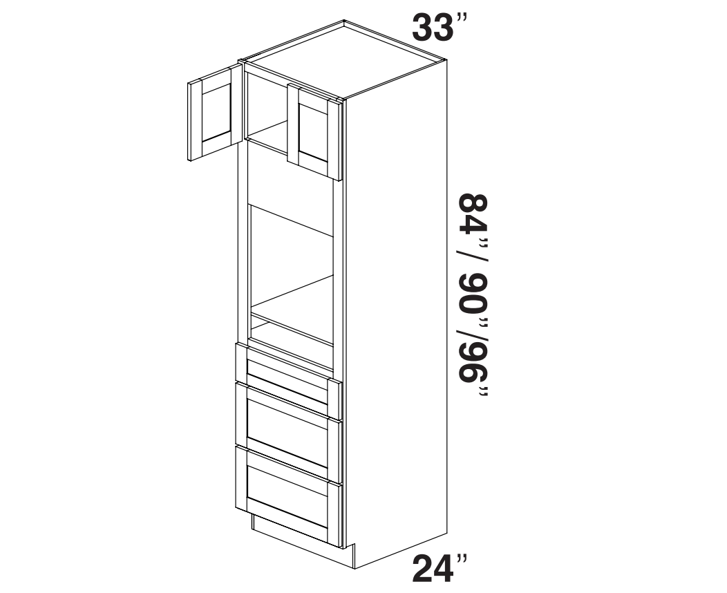 White Slim Shaker Tall Oven Cabinet