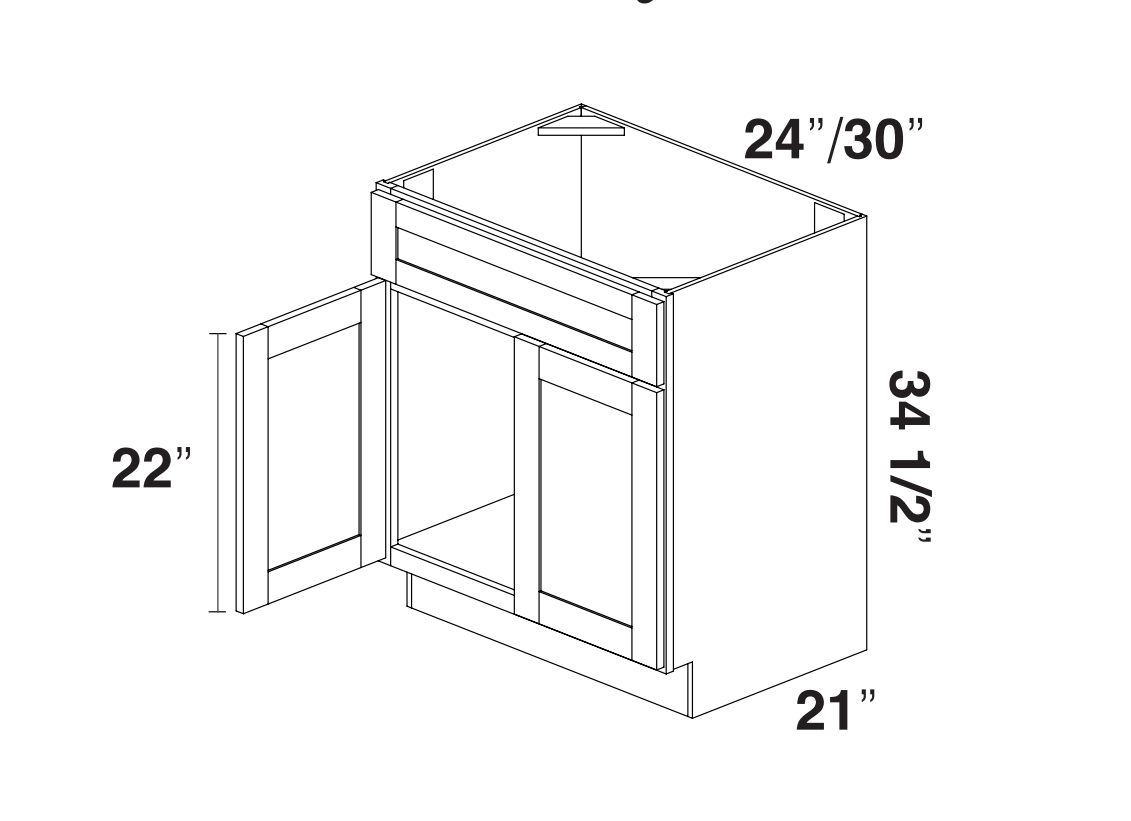 White Rift Oak Shaker Vanity Sink Base Cabinet