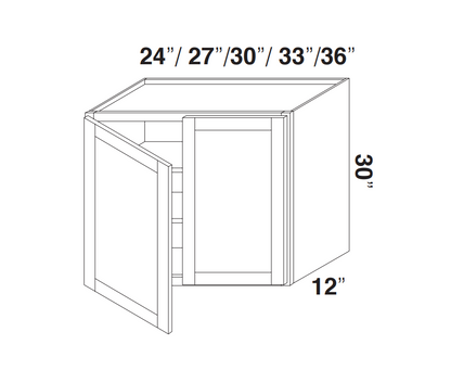 Espresso Shaker Wall Cabinets 30" Tall - Double Door