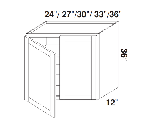 Espresso Shaker Wall Cabinets 36" Tall - Double Door