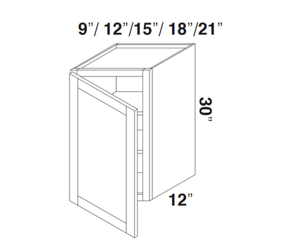 Charleston White Raised Panel Wall Cabinets 30" Tall - Single Door