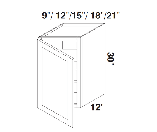 Golden Birch Shaker Wall Cabinets 30" Tall - Single Door