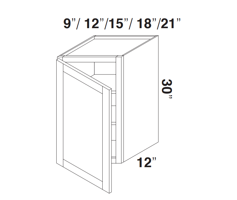 White Double Shaker Wall Cabinets 30" Tall - Single Door