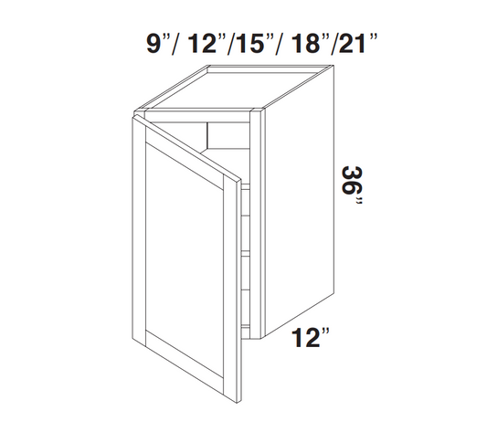 Espresso Shaker Wall Cabinets 36" Tall - Single Door