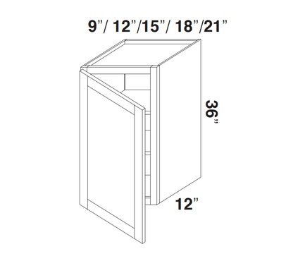 Charcoal Shaker Wall Cabinets 36" Tall - Single Door