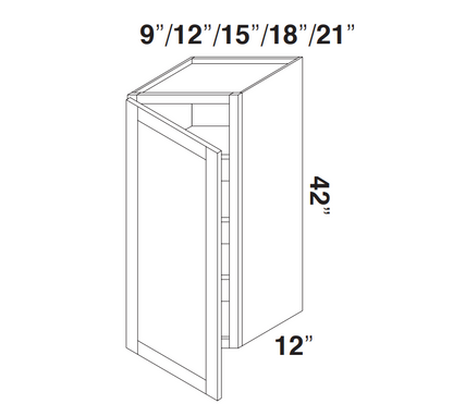 Charleston White Raised Panel Wall Cabinets 42" Tall - Single Door