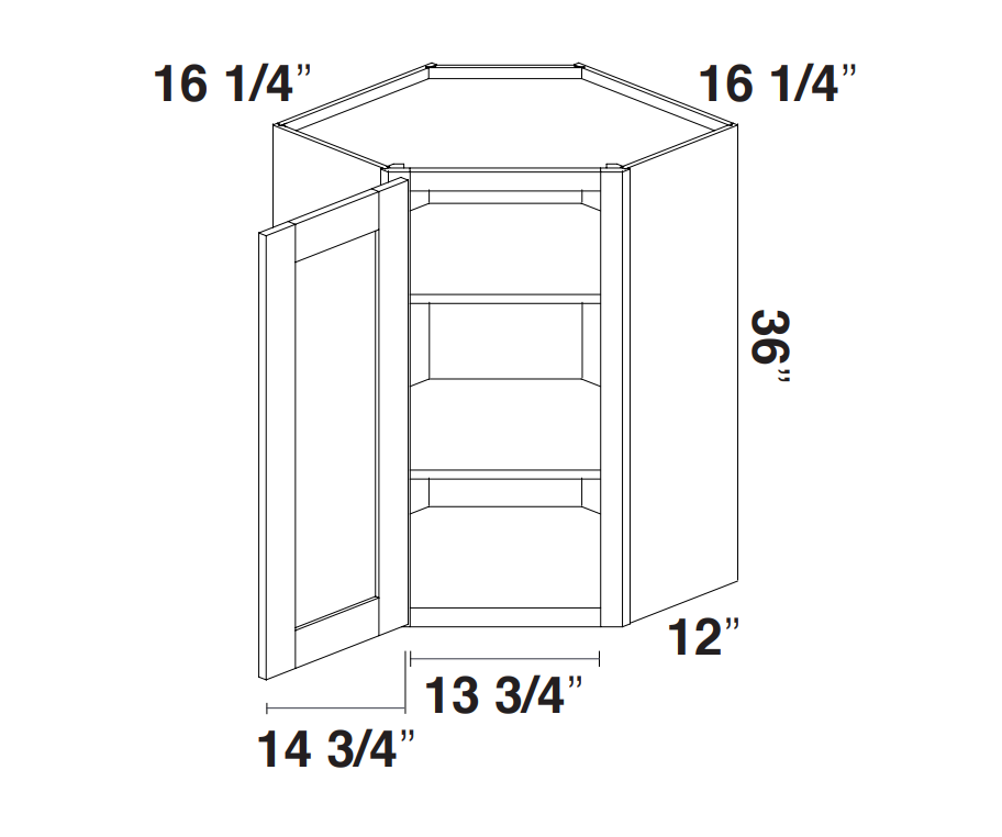 White Slim Shaker Wall Diagonal Corner Cabinet