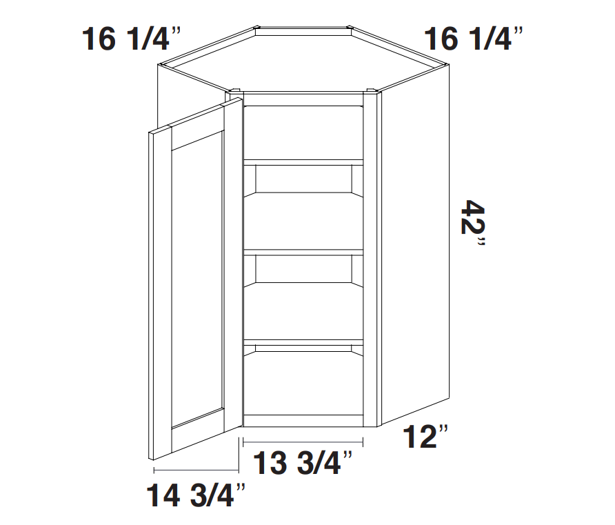 White Slim Shaker Wall Diagonal Corner Cabinet