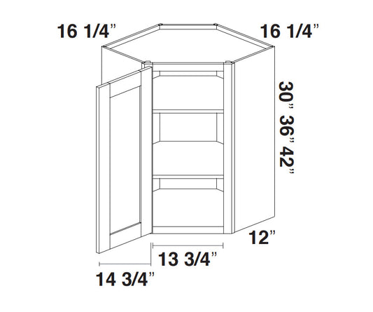 White Shaker Wall Diagonal Corner Cabinet