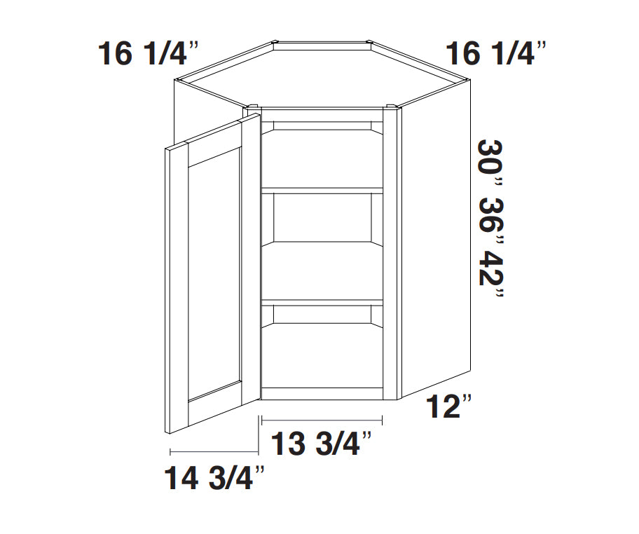 White Slim Shaker Wall Diagonal Corner Cabinet