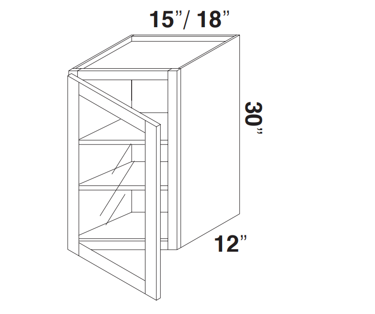 White Shaker Wall Cabinets With Glass - 30" Tall