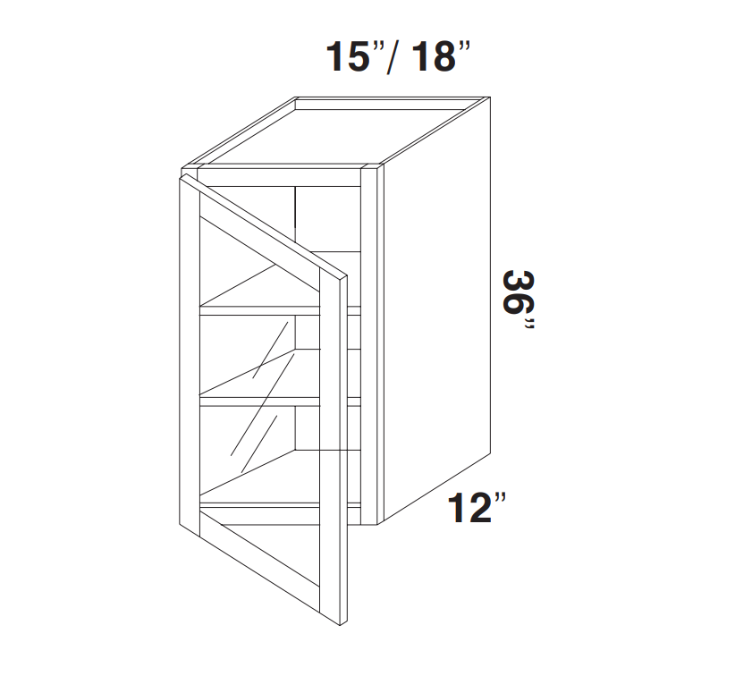 Wall Cabinets With Glass - 36" Tall