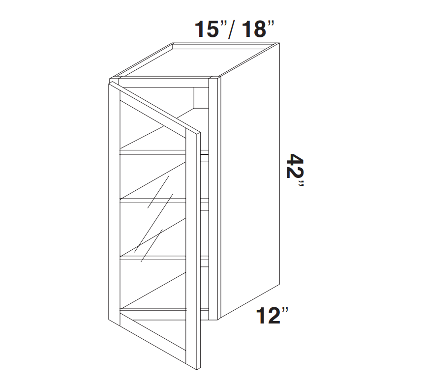 Wall Cabinets With Glass - 42" Tall